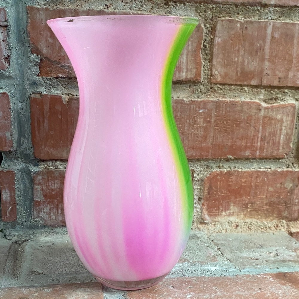 Pink and Green Glass Vase - Picture 4 of 6